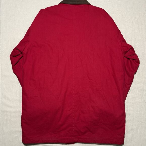 Lands End Chore Barn Coat Women Size XL Red Puff Lining Toggle Workwear Vintage - Picture 2 of 8